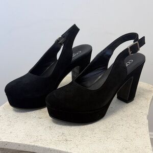 Cordani Black Suede Platform Heels